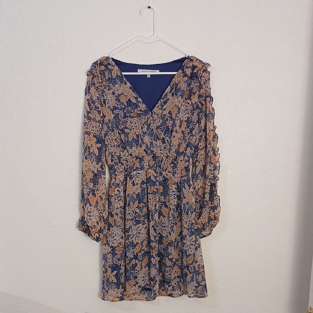 Collective Concepts Tan Long Sleeve Sundress V-Neck